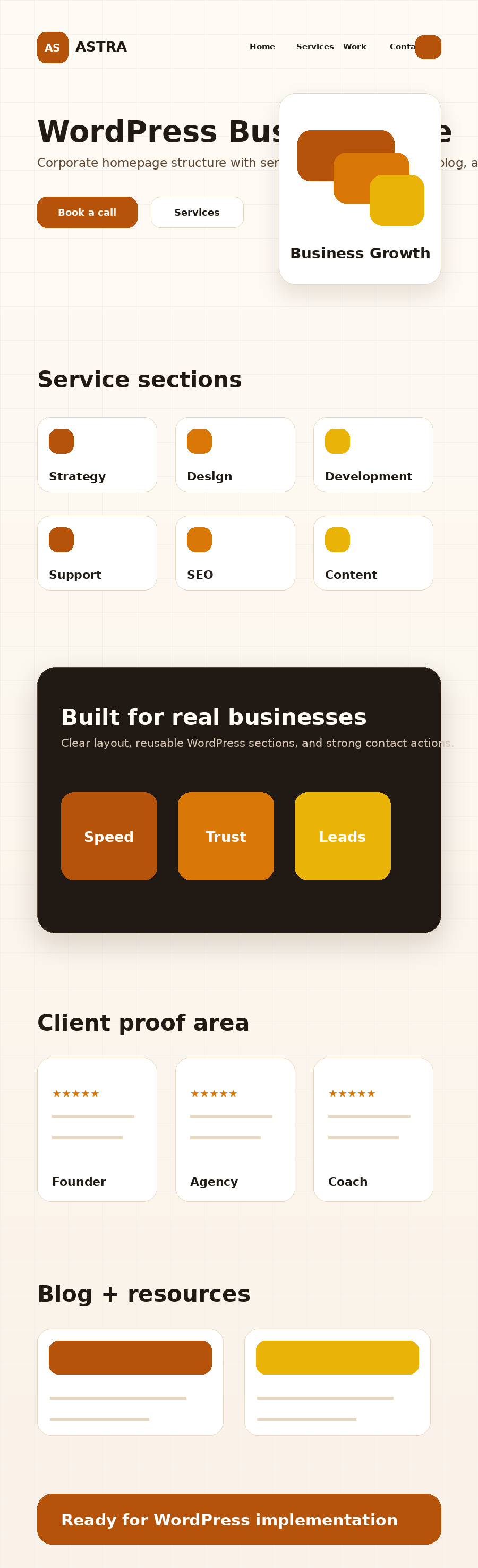 WordPress business website full page preview